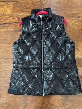 Michael Kors Shiny Black Quilted Puffer Vest